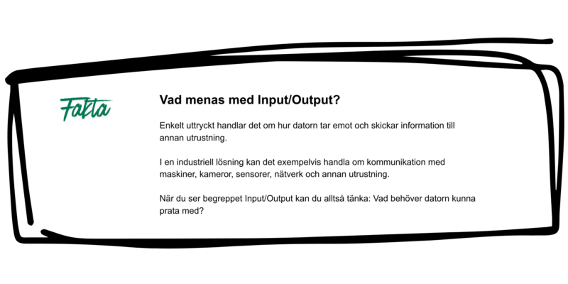 Input/Output – in- och utgångar.